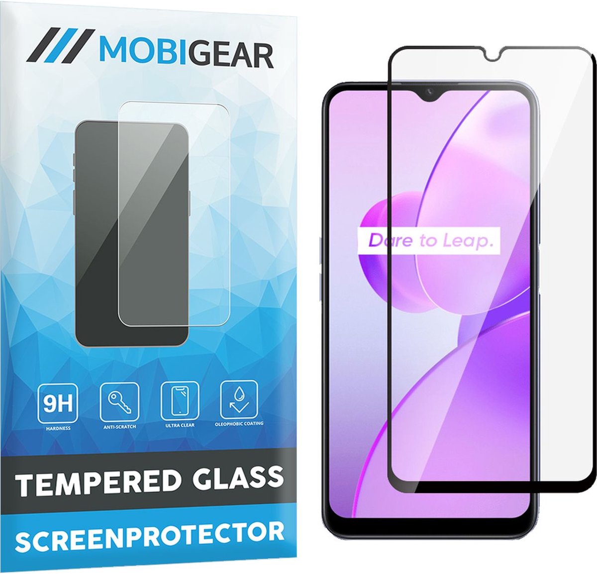 Mobigear Screenprotector geschikt voor Realme C31 Glazen | Mobigear Premium Screenprotector - Case Friendly - Zwart