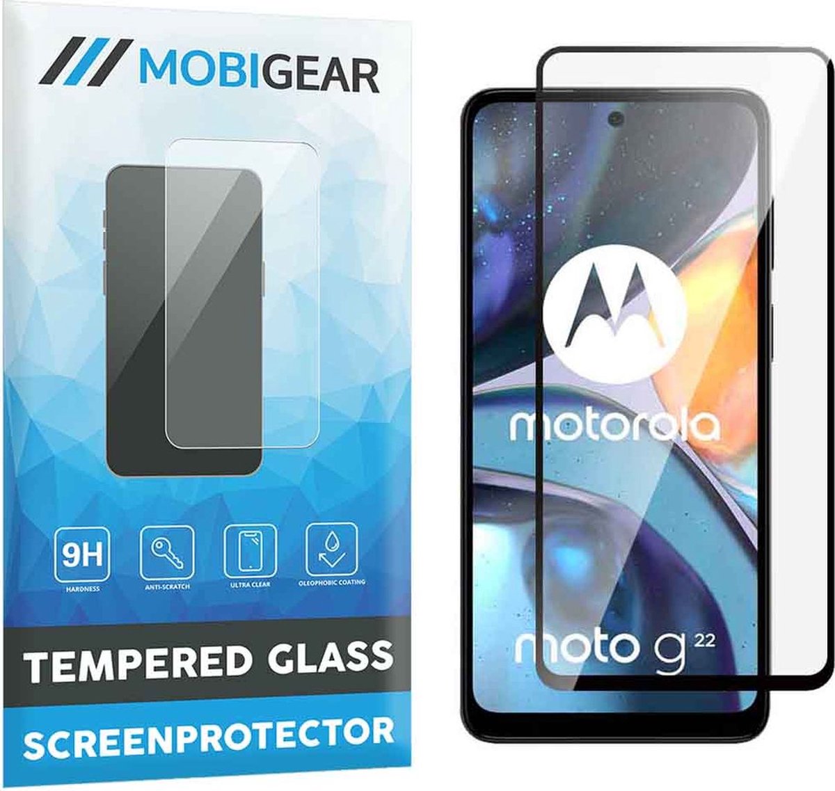 Mobigear Screenprotector geschikt voor Motorola Moto G22 Glazen | Mobigear Premium Screenprotector - Case Friendly - Zwart