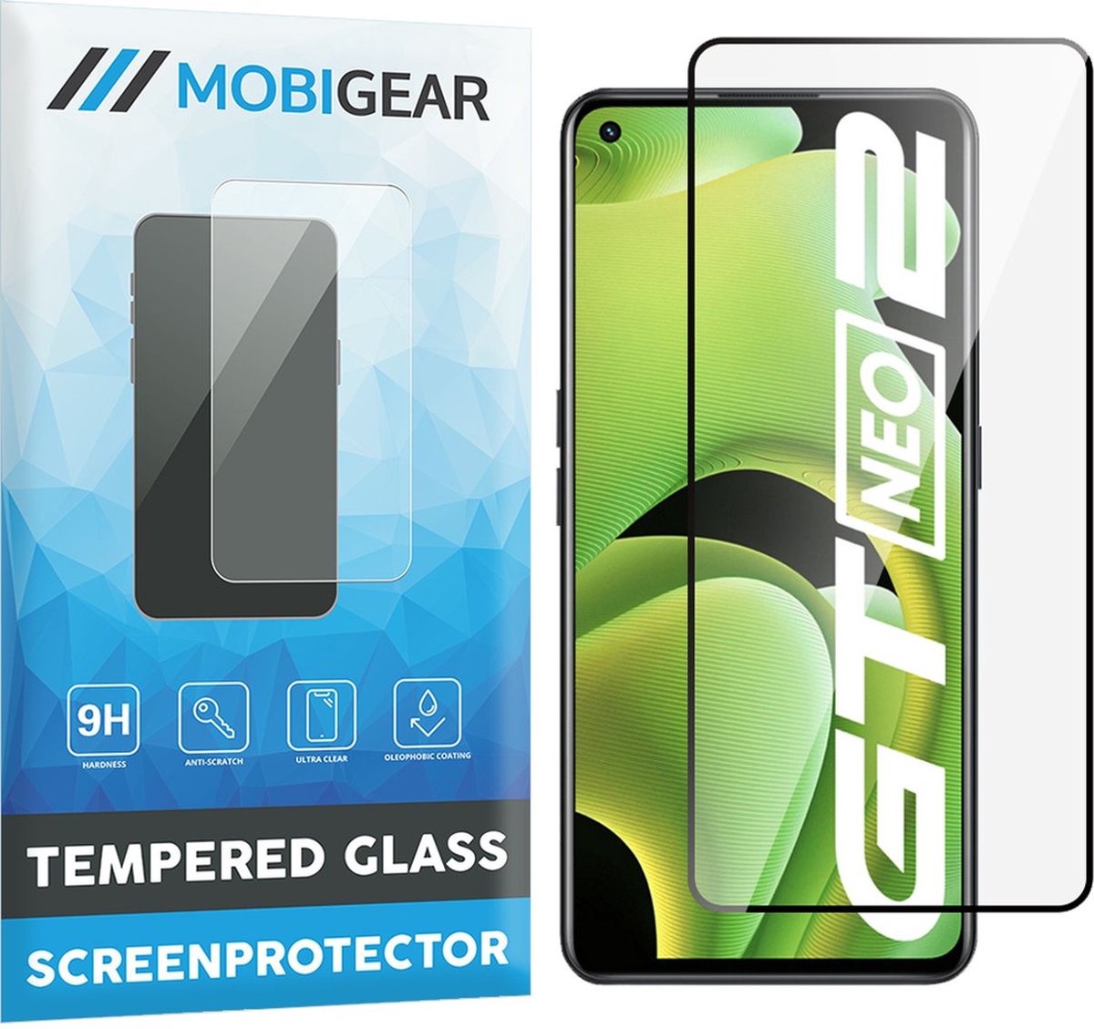 Mobigear Screenprotector geschikt voor Realme GT Neo2 Glazen | Mobigear Premium Screenprotector - Case Friendly - Zwart