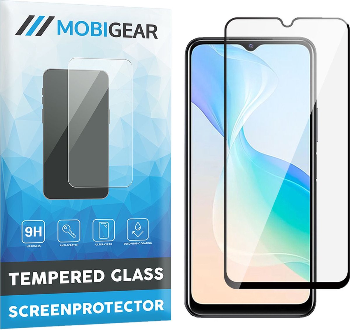 Mobigear Screenprotector geschikt voor Vivo Y33s Glazen | Mobigear Premium Screenprotector - Case Friendly - Zwart