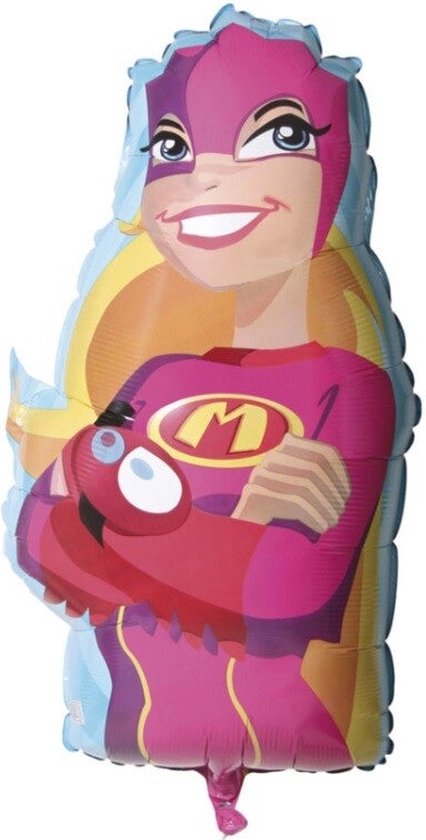 Mega Mindy Folieballon - 71x38cm - Superheldin - Vlaams - Kinderfeestje - Folie ballon - Feest - Helium Ballon - Verassing - Ballonnen - Leeg - Feestje