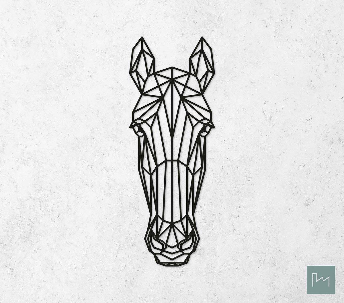 Laserfabrique Wanddecoratie - Geometrisch Paard - XS - Brievenbusformaat - Zwart - Geometrische dieren en vormen - Houten dieren - Muurdecoratie - Line art - Wall art