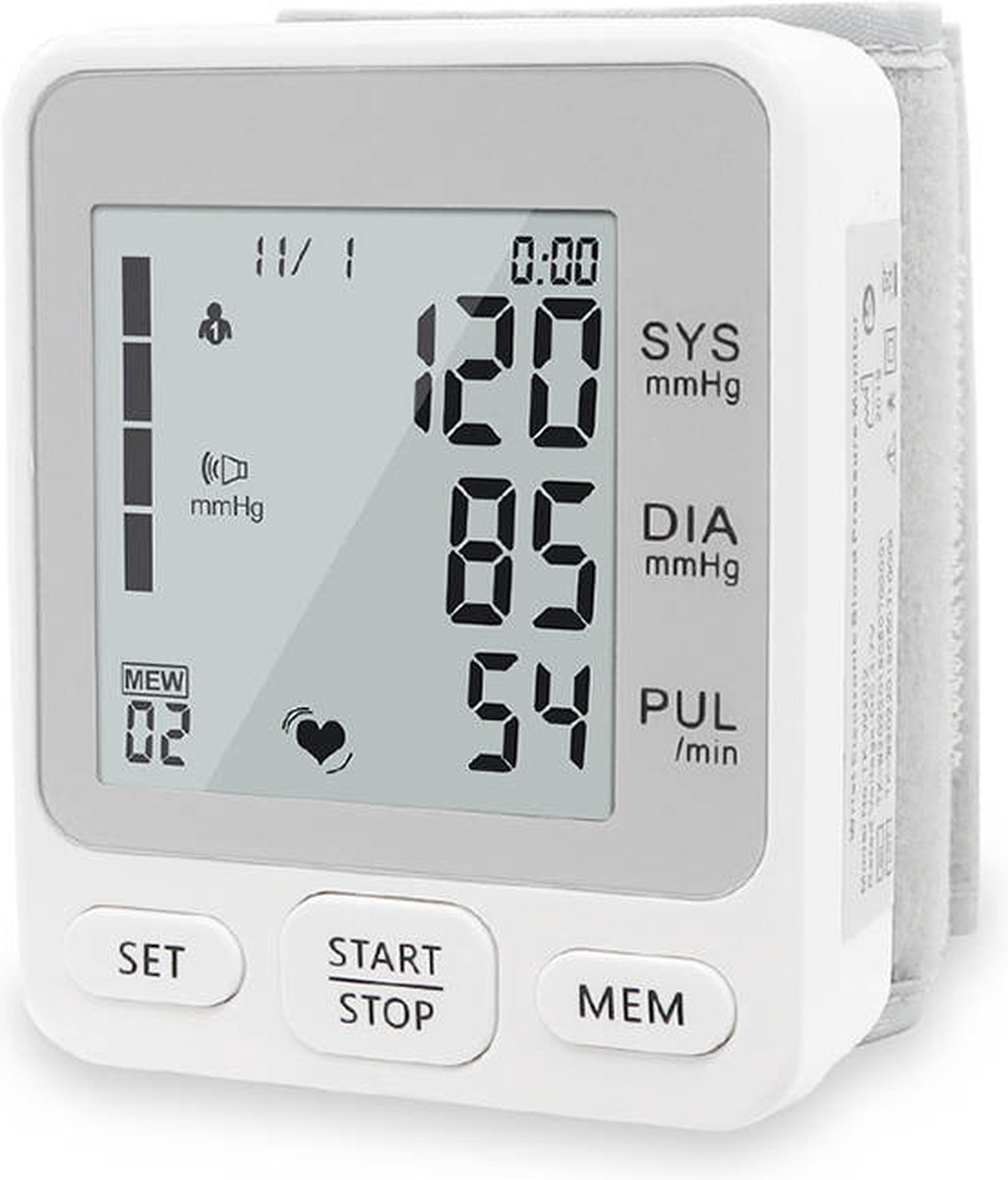 Qualitech Bloeddrukmeter - Hartslagmeter - Bloeddrukmeter Pols - Blood Pressure Monitor - Spraak - Accu - Geheugen
