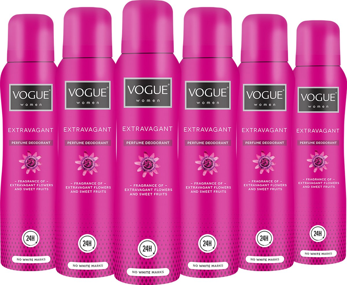 6x Vogue Extravagant Parfum Deodorant 150 ml
