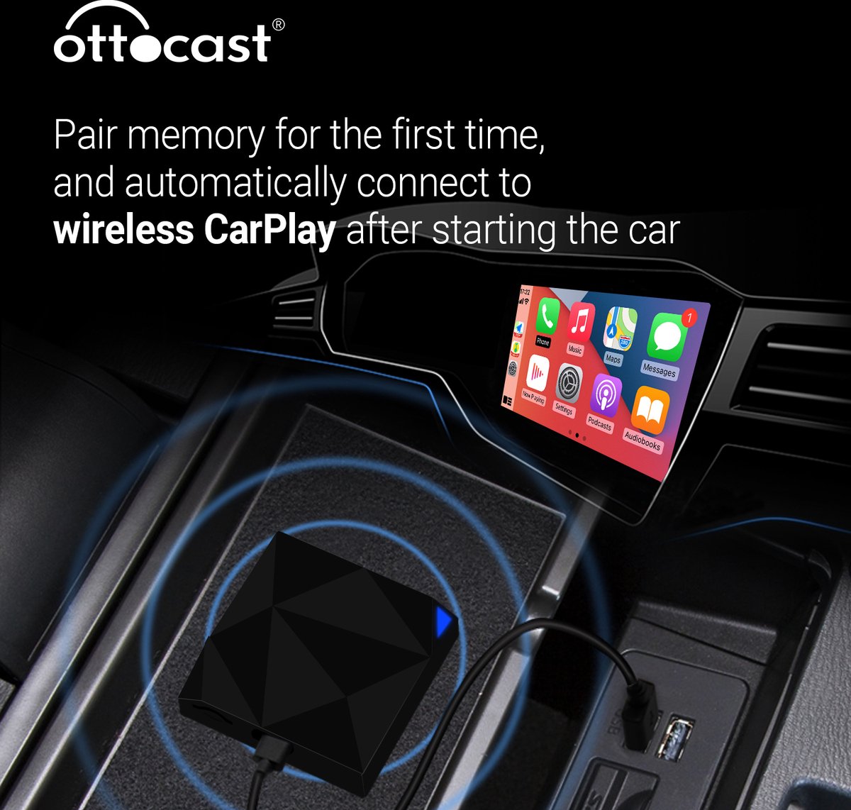 Ottocast U2 air- Apple carplay dongle- Wireless carplay- Draadloze