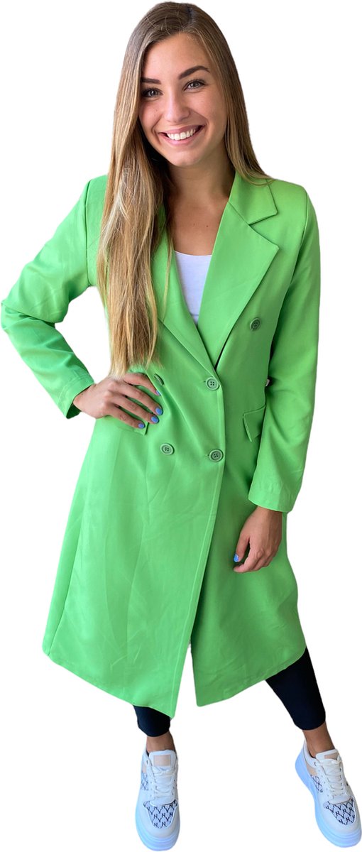 Dames blazer jas lang groen maat L