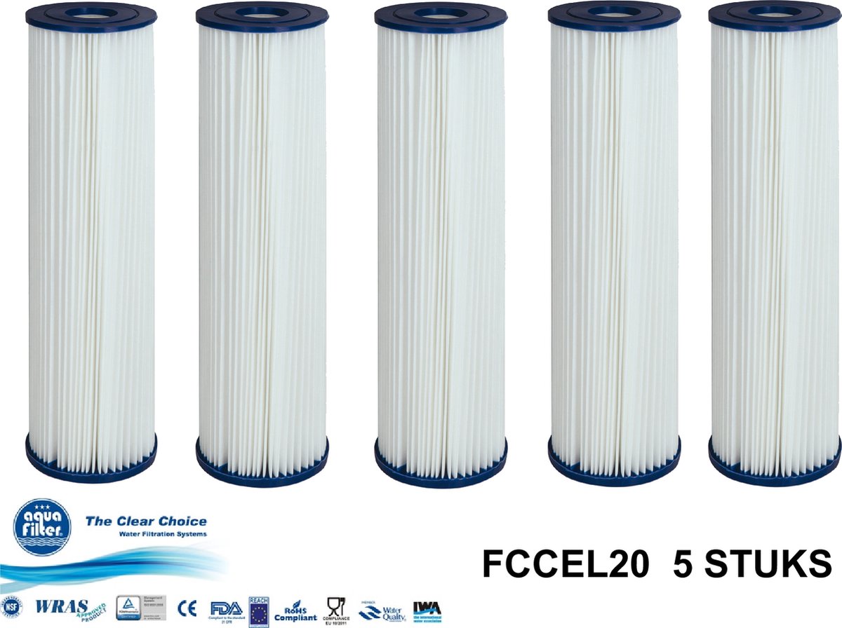 Aquafilter 5 stuks !! Sedimentfilter 20 micron uitwasbaar voor 10" filterhuis (A5)