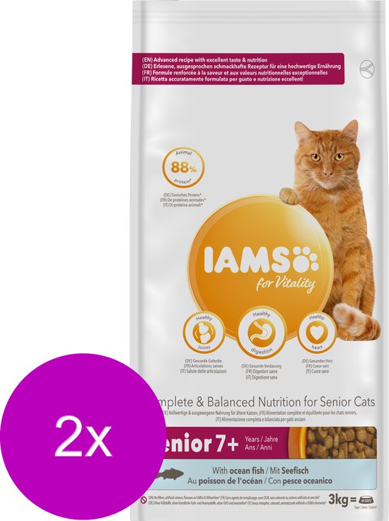 Iams Cat Senior - Kattenvoer - 2 x Vis 3 kg