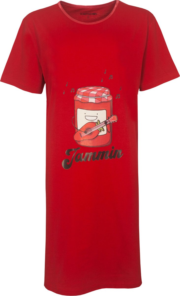 Temptation Dames Nachthemd - Bigshirt - Jammin Print - Rood