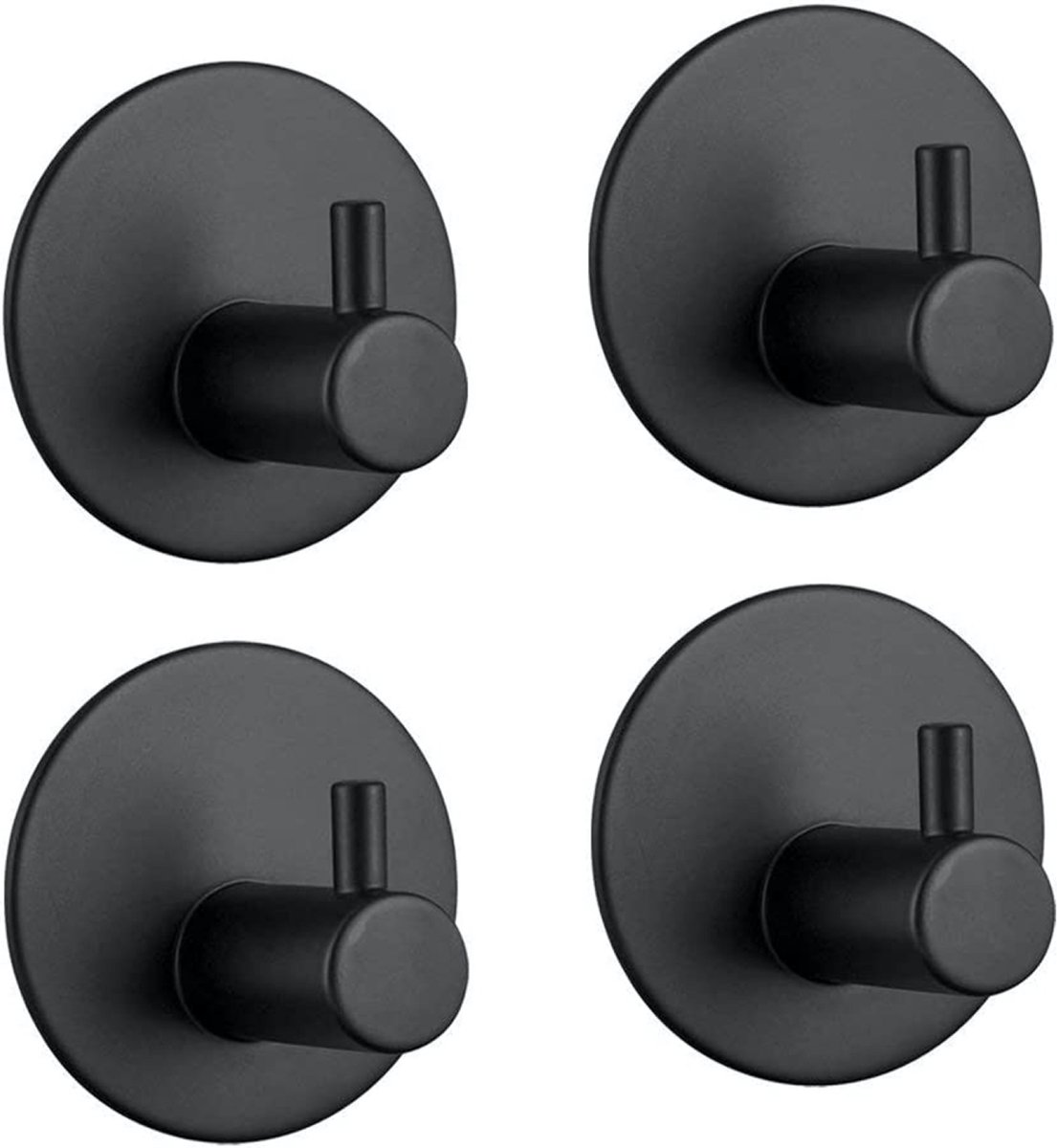 4x Handdoekhaakjes (Zelfklevend) van RVS Zwart – Zelfklevende Haakjes – Wandhaak – Badkamer Accessoires – Ophanghaken voor Keuken Toilet of WC