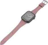 Bandje geschikt voor Apple Watch 42/44MM - Maat L - Sportband - Horlogebandje - Polsband - Kunstleer - Roze