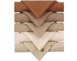 Product: Lalieloe Spuugdoekjes - Monddoekjes - 5 stuks - Beige Multi - 23 x 23 cm - Met lusje - Luxe Kwaliteit, van het merk 