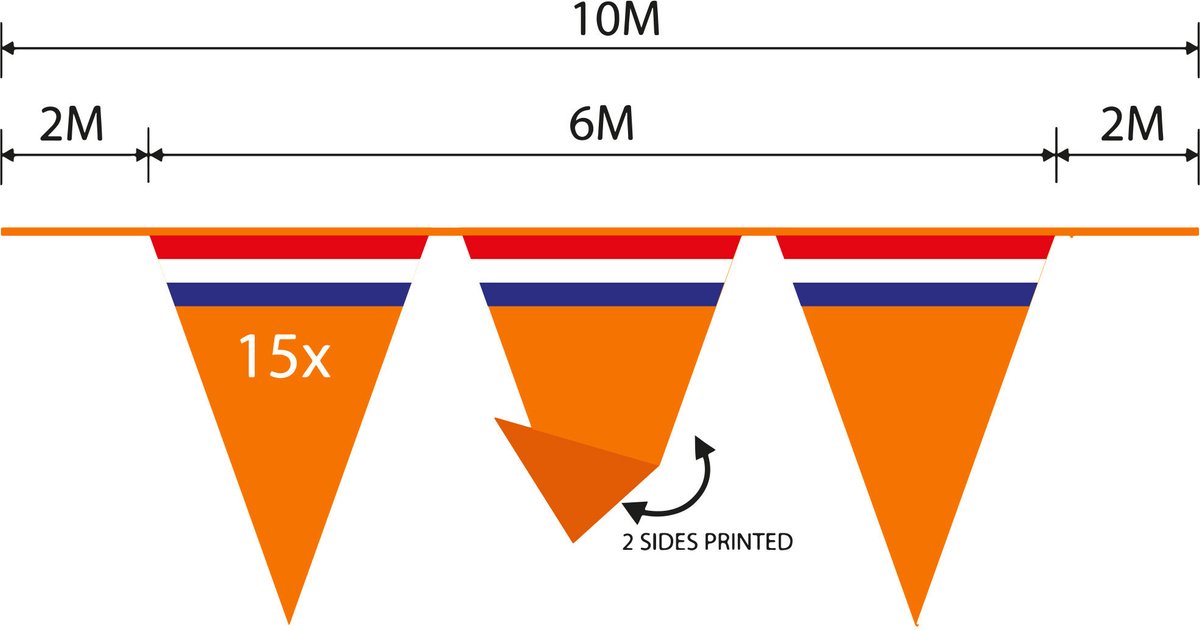 Bellatio Decorations Slinger oranje - 10x10 meter - Holland vlaggenlijn - Nederlandse vlag - Oranje versiering WK/ EK/ Koningsdag — afbeelding 3