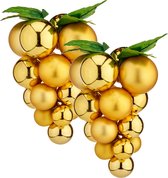 Grappe de raisin faux fruits/décoration de Noël faux fruits - 25 cm - or - 2x pièces