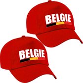 2x stuks belgie landen pet/baseball cap rood volwassenen