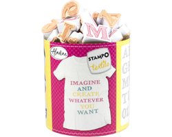 Aladine Aladine Stampo Stempel Set Textiel Alfabet Schets 45 stuks