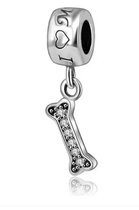 Fler® | 925 Sterling Zilver Bedel | Honden Bot | Kristal | Past op populaire bedel armbanden | armbandbedel | Bedels Charms Beads