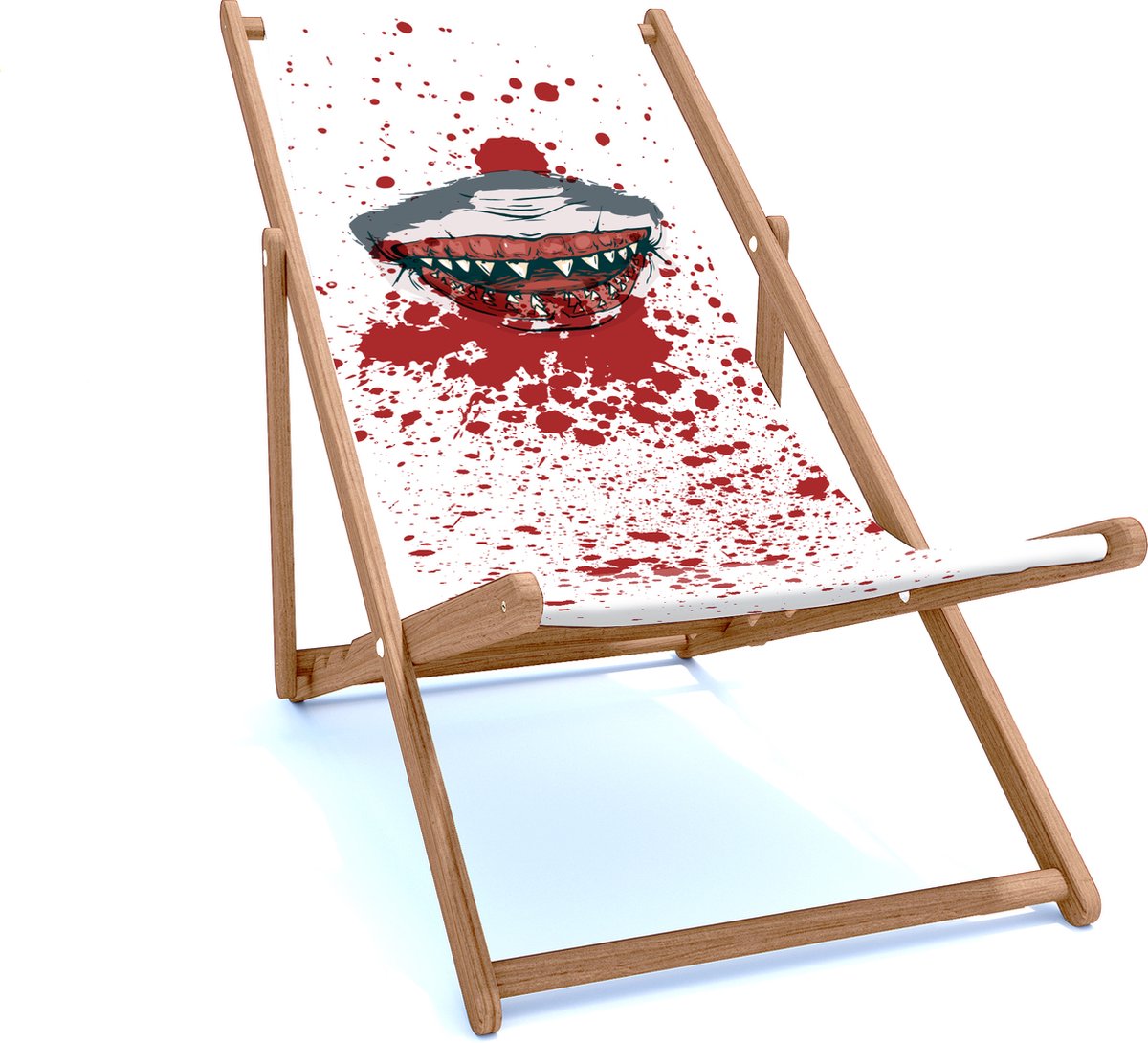 Holtaz Strandstoel Hout Inklapbaar Comfortabele Zonnebed Ligbed met verstelbare Lighoogte houten frame met stoffen Marine