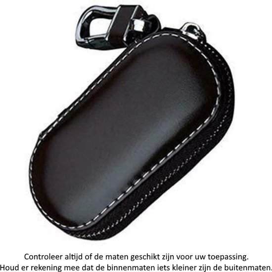 Zwart Kunstleren Autosleutel etui met sleutelring - 9.5 x 5 x 3.5 cm - Kunst Lederen autosleutel beschermhoes - Car Key Wallet - Portemonnee