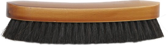 Houten kledingborstel met donkerpaardenhaar, 17 cm lang.