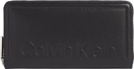 Calvin Klein - Minimal hardware z/a lg portemonnee - RFID - dames - black