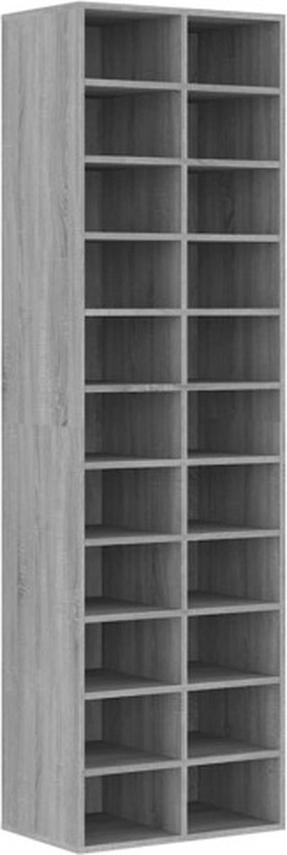 vidaXL Schoenenkast - 54x34x183 - cm - bewerkt - hout - grijs - sonoma - eikenkleur grijs sonoma eiken