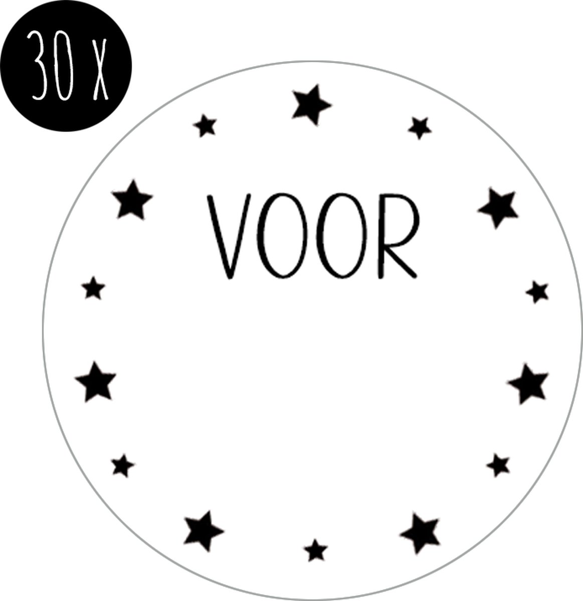30x Sticker / Cadeausticker / Naamsticker | beschrijfbaar | VOOR *NAAM* | 35 mm | sterren