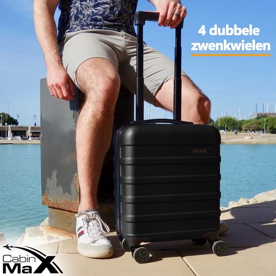 CabinMax Handbagage Koffer - Trolley 30L - Harde Reiskoffer - 45x36x20cm - Lichtgewicht - Groot Capaciteit - Zwart