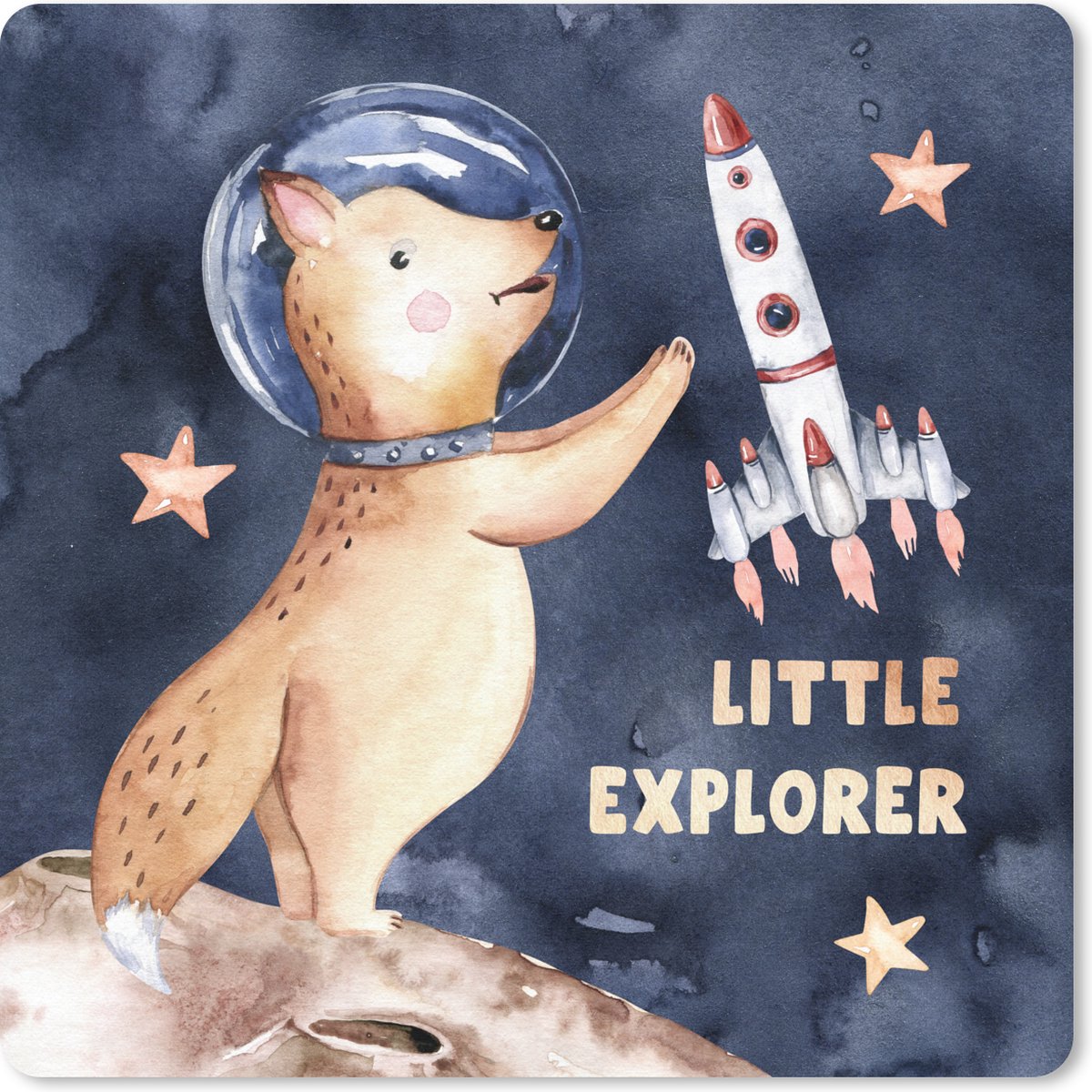 Muismat 20x20 cm - Mousepad 'Little explorer' - Vos - Spreuken - Quotes - Jongen - Meiden - Kindje - Muismatten