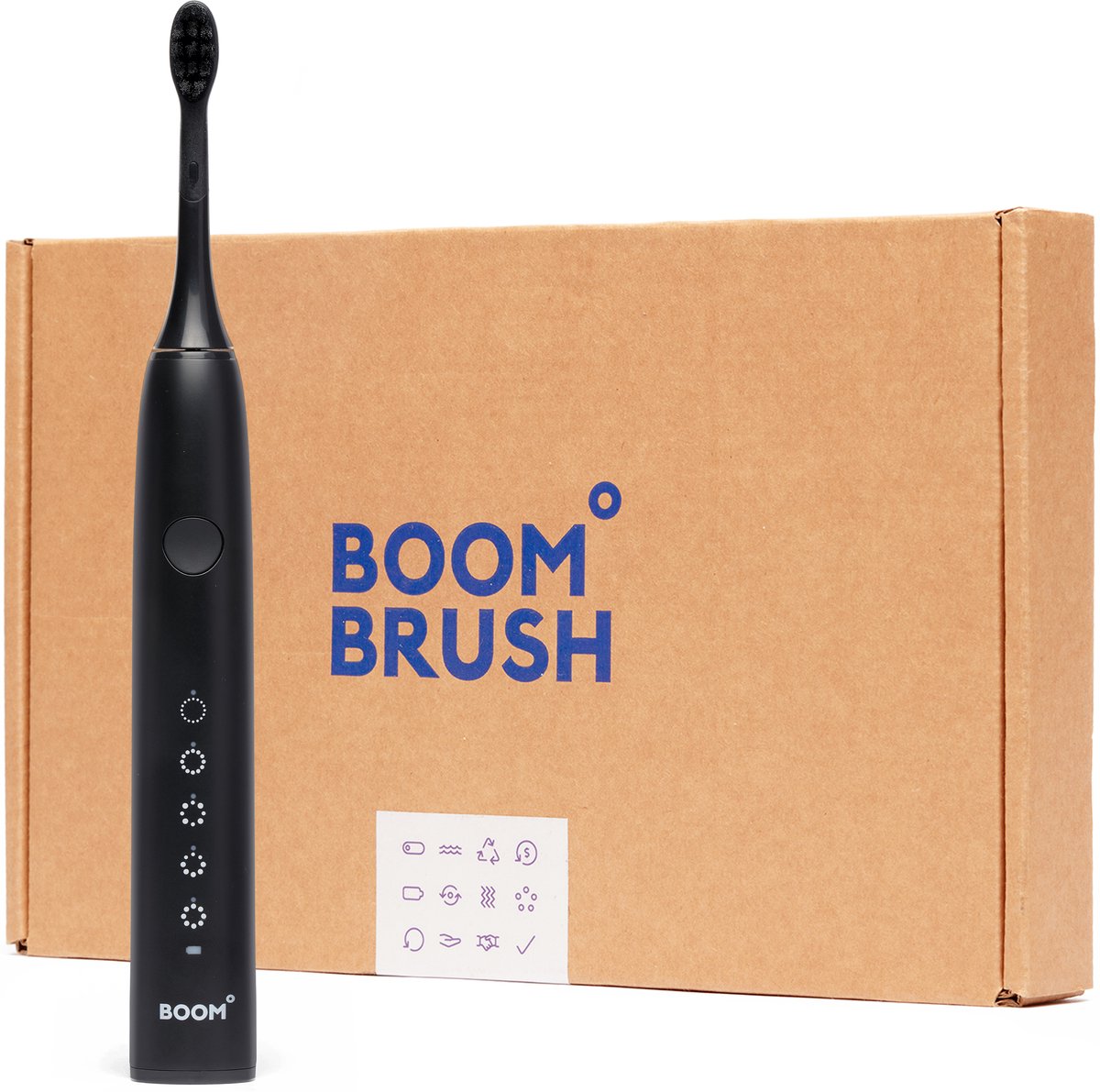 BOOMBRUSH Elektrische Tandenborstel - Sonische Tandenborstel - Zwart - 90 Dagen Batterij - Duurzaam