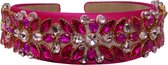 Jessidress® Hoofdband Diademen Luxe Bruids Haaraccessoires Bruid Diadeem vol strass Dames Haarband - Fushia