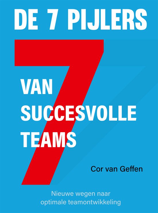 Boekomslag 'De 7 Pijlers van succesvolle teams' met grote rode 7.