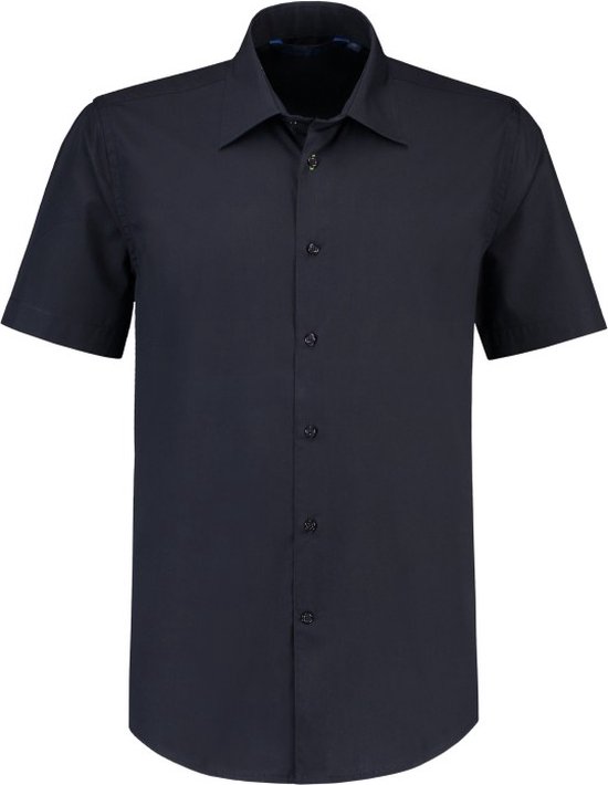 L&S Shirt poplin mix met korte mouwen voor heren dark navy - 6XL