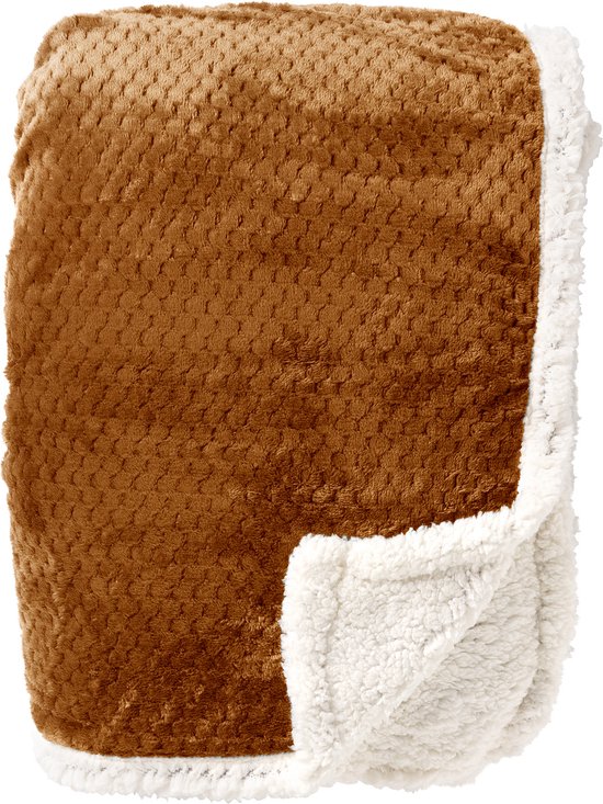 Dutch Decor - CODY - Plaid 150x200 cm - fleece deken met sherpa voering - Tobacco Brown - bruin