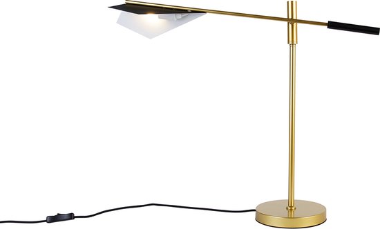QAZQA sinem - Design Tafellamp - 1 lichts - H 58 cm - Zwart Goud - Woonkamer | Slaapkamer | Keuken