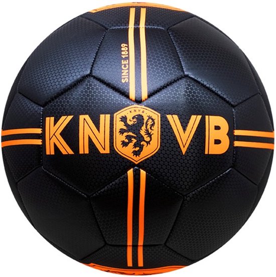 KNVB skillbal zwart carbon met logo & KNVB ORANJE maat 2