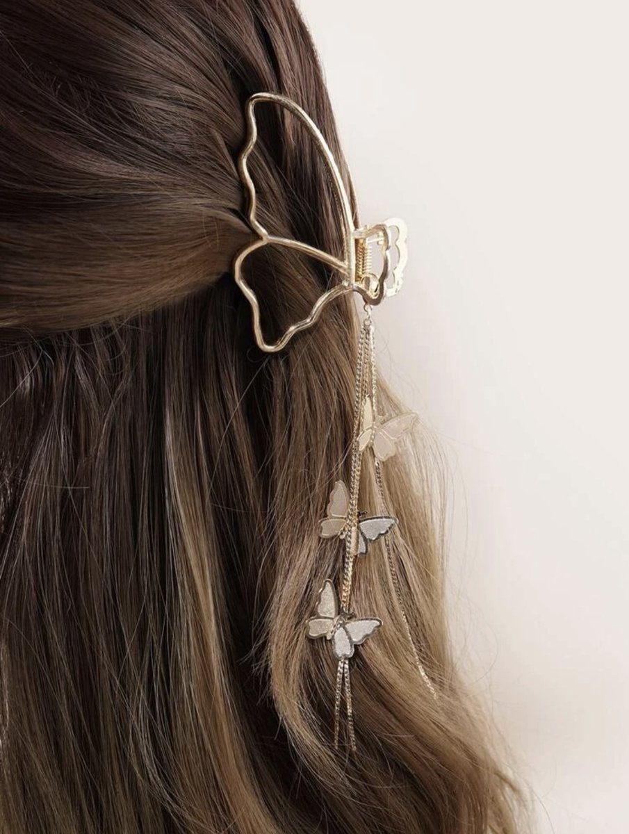 Nerissa- Luxe haarklem Vlindervorm- Haarclip/Haarspeld - Haaraccessoires Bruiloft- Goud