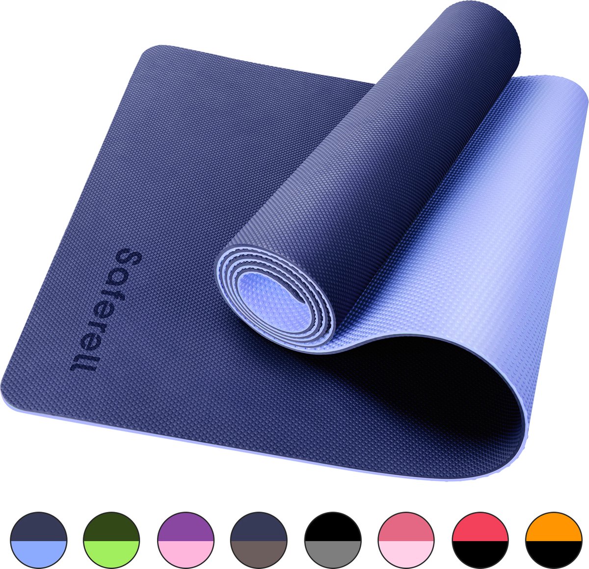 Saferell Antislip Yogamat - Blauw - Gemaakt van TPE met extra dik (6mm) - Sportmat Fitness Mat Duurzaam - Hypoallergene yogamat met draagband - 183 cm x 61 cm x 0,6 cm