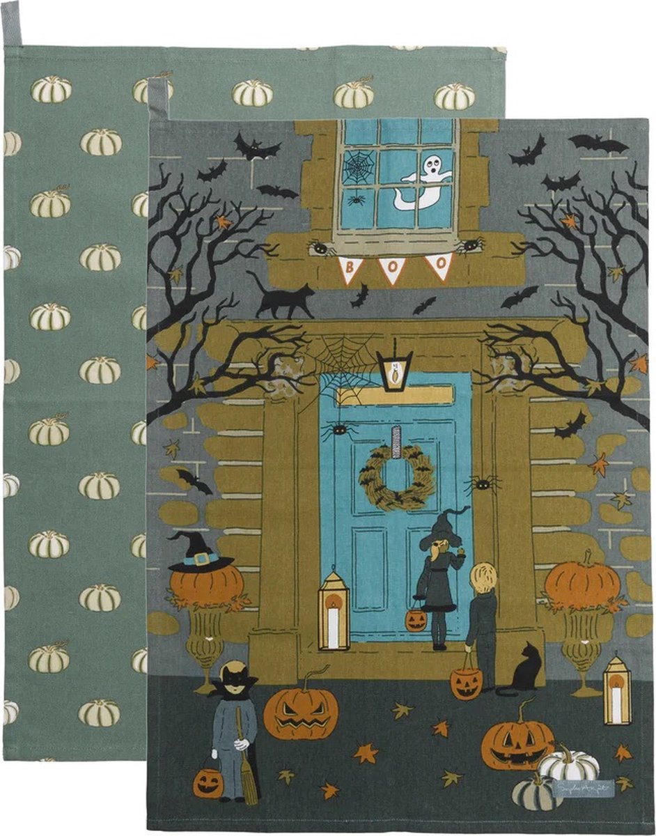 Set van 2 Halloween Theedoeken van Sophie Allport - twee theedoeken voor de Herfst & Halloween