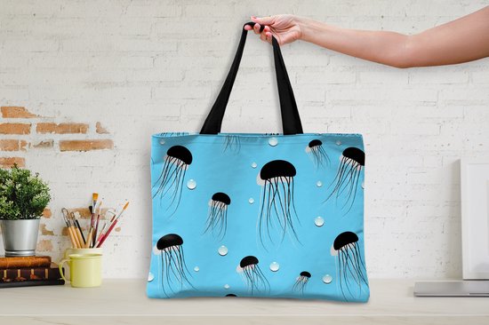 Sac bandoulière - Sac de plage - Shopper Méduse - Animaux - Motifs - 50x40 cm - Sac coton