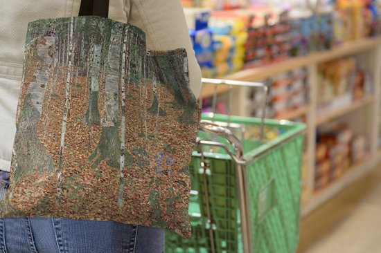 MuchoWow® Sac bandoulière - Sac de plage - Big Shopper - Sac shopping - Forêt de bouleaux - peinture de Gustav Klimt - 40x40 cm - Sac en coton