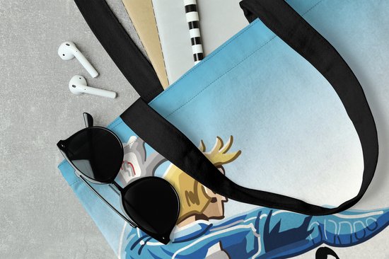 Sac bandoulière - Sac de plage - Shopper Une illustration d'un gardien arrêtant le foot - 40x40 cm - Sac en coton