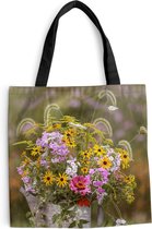 Sac Bandoulière - Sac De Plage - Shopper Fleurs - Arrosoir - Couleur - 45x45 cm - Sac Coton