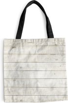 MuchoWow® Schoudertas - Strandtas - Big Shopper - Boodschappentas - Plank - Wit - Hout - Design - 45x45 cm - Katoenen tas