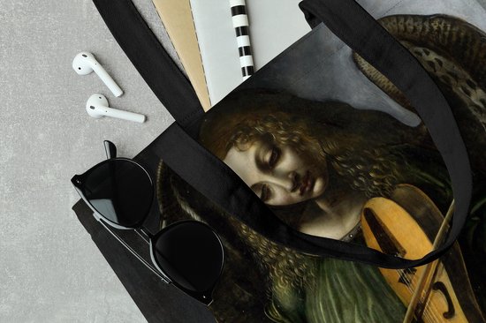 MuchoWow® Schoudertas - Strandtas - Big Shopper - Boodschappentas - An angel in green with a vielle - Leonardo da Vinci - 45x45 cm - Katoenen tas