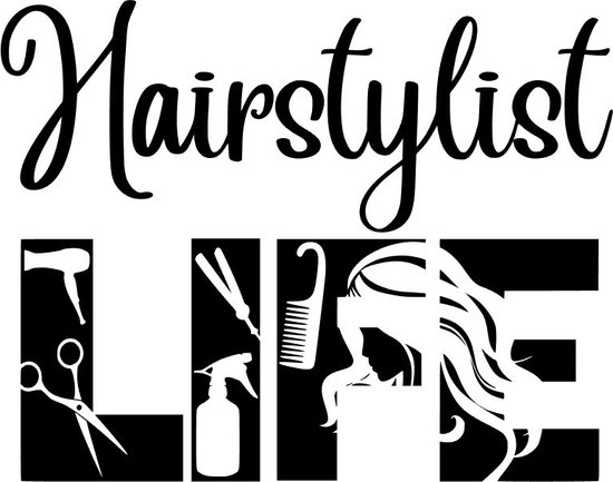 Muursticker Hairstylist - Kapsalon - Kapster - Knippen - Salon - Styling- Wall Deco