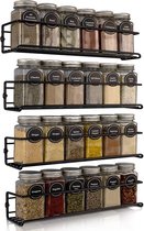 Comforder Spice Rack Étagères à épices - Spice Organizer - 4 Spice Racks - for 24 Pots d'herbes aromatiques - Zwart