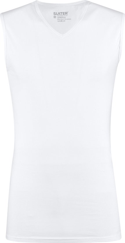 Slater 1600 - Stretch mouwloos T-shirt V-hals wit S 95% organisch katoen 5% elastan