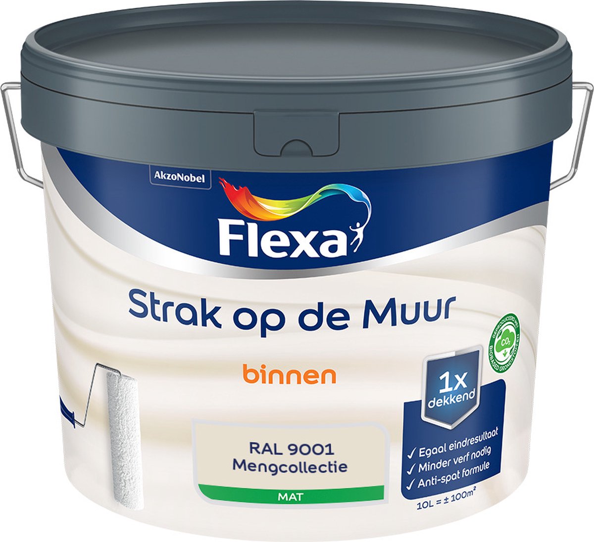 Flexa Strak op de Muur Muurverf - Mat - Mengkleur - Crème wit / RAL 9001 - 10 liter