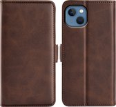 iPhone 14 Hoesje - MobyDefend Luxe Wallet Book Case (Sluiting Zijkant) - Bruin - GSM Hoesje - Telefoonhoesje Geschikt Voor iPhone 14